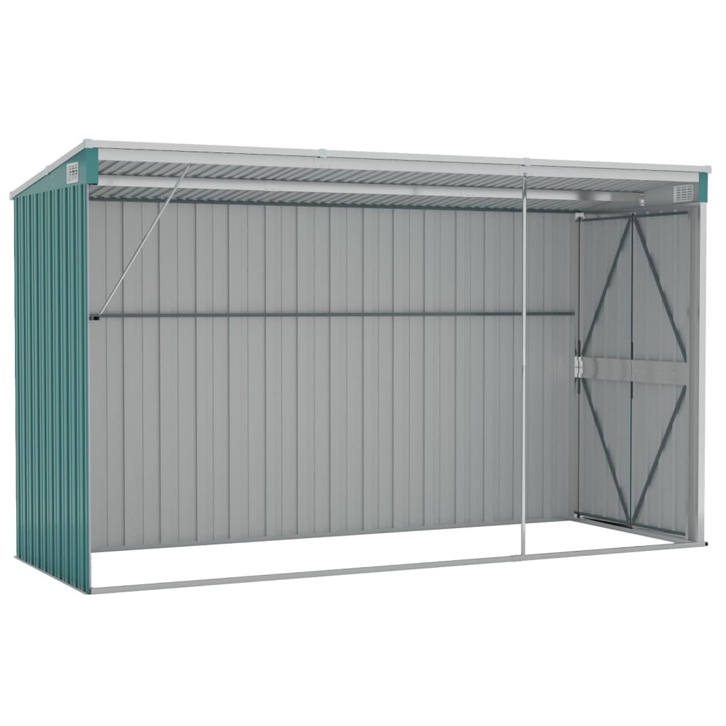 vidaXL Abri de jardin mural Vert 118x288x178 cm Acier galvanisé