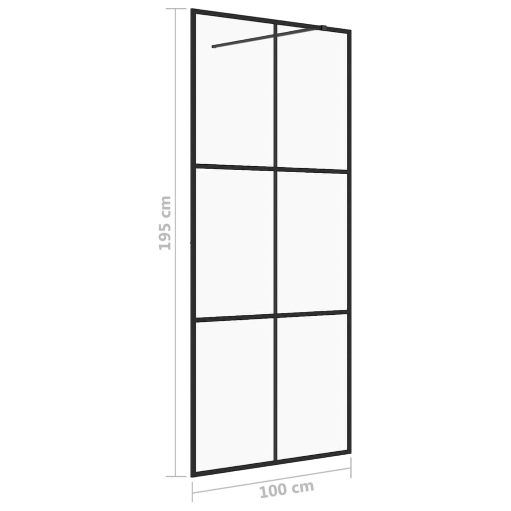 vidaXL Paroi de douche avec verre ESG transparent 100x195 cm Noir