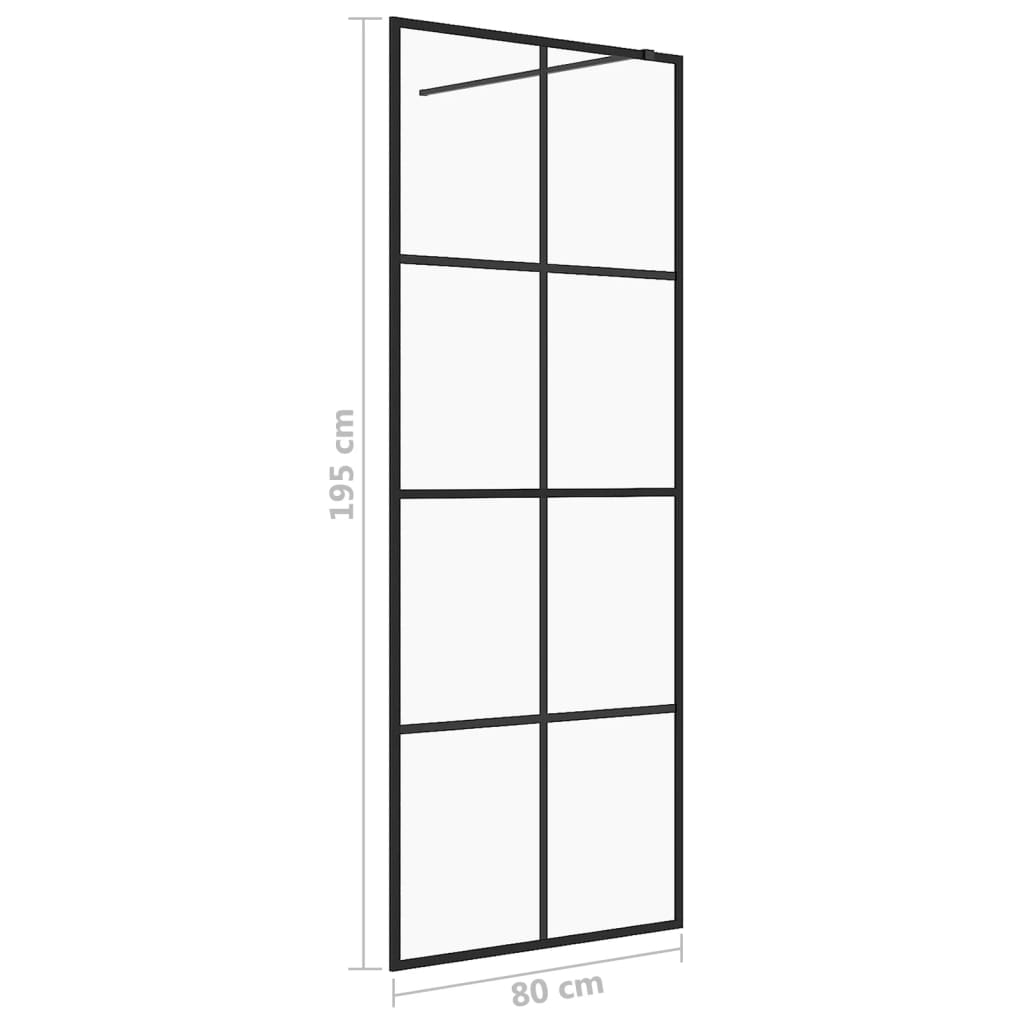 vidaXL Paroi de douche avec verre ESG transparent 80x195 cm Noir
