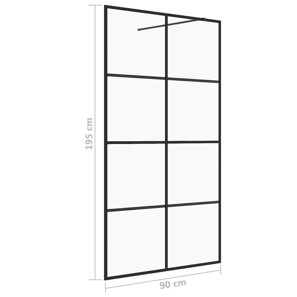 vidaXL Paroi de douche avec verre ESG transparent 90x195 cm Noir
