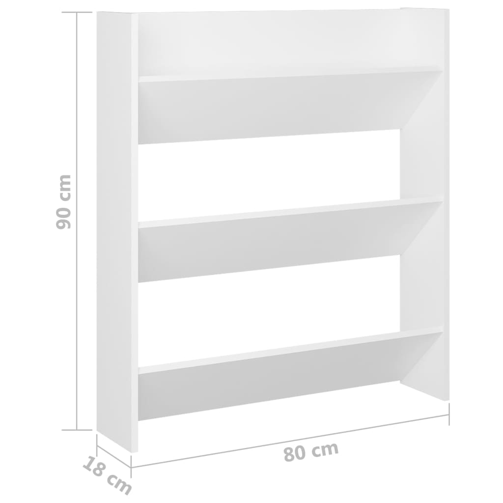vidaXL Armoire à chaussures murale Blanc 80x18x90 cm Aggloméré