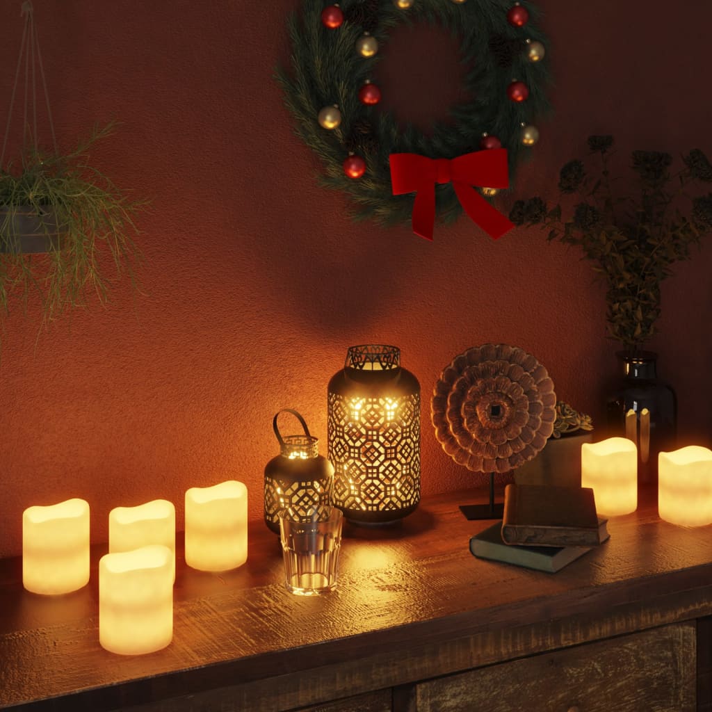 vidaXL Bougies électriques à LED 24 pcs Blanc chaud