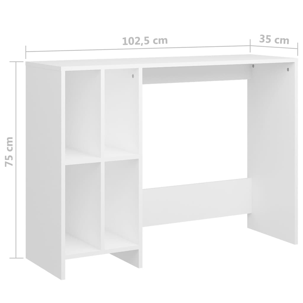 vidaXL Bureau d'ordinateur portable Blanc 102,5x35x75 cm Aggloméré