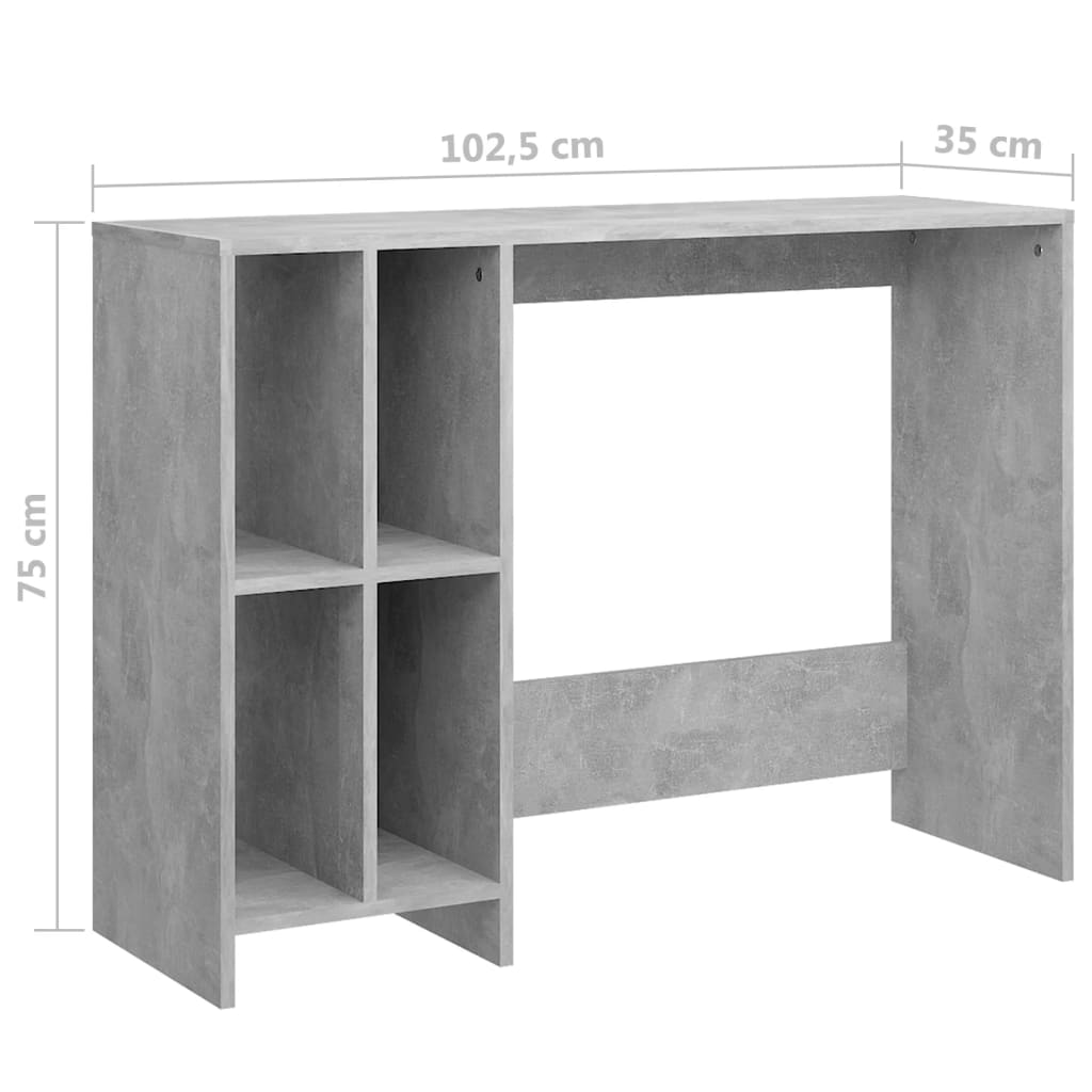 vidaXL Bureau d'ordinateur portable Gris béton 102,5x35x75cm Aggloméré