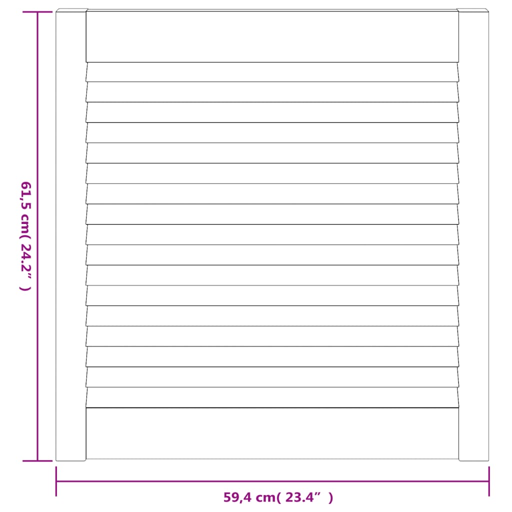 vidaXL Portes d'armoire à persiennes 2 pcs 61,5x59,4 cm pin massif