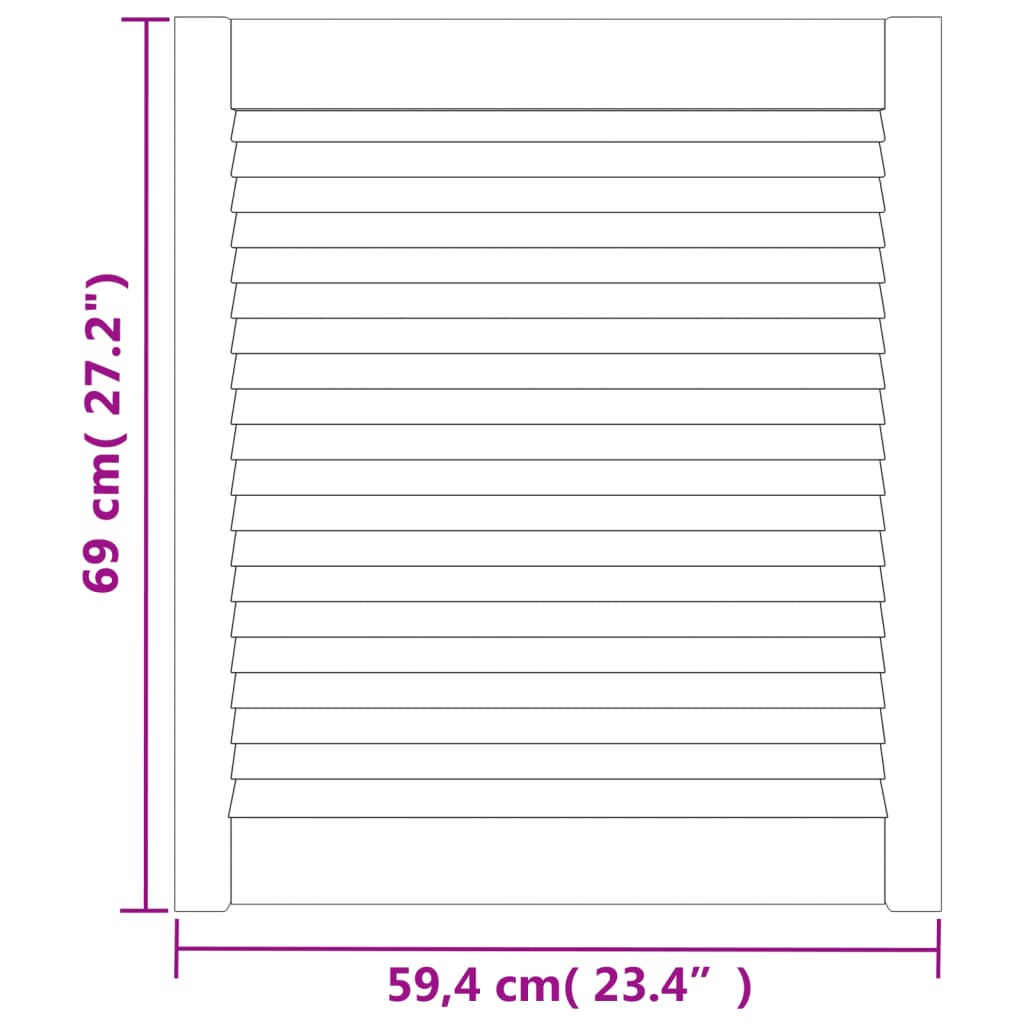 vidaXL Portes d'armoire à persiennes 2 pcs blanc 69x59,4 cm pin massif