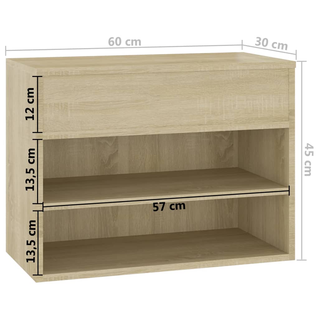vidaXL Banc à chaussures Chêne sonoma 60x30x45 cm Aggloméré
