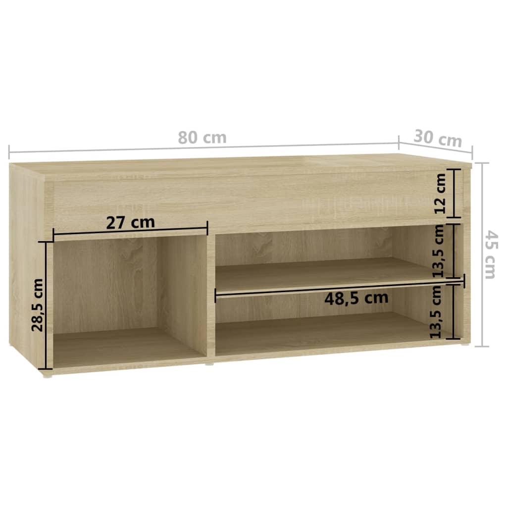 vidaXL Banc à chaussures Chêne sonoma 80x30x45 cm Aggloméré