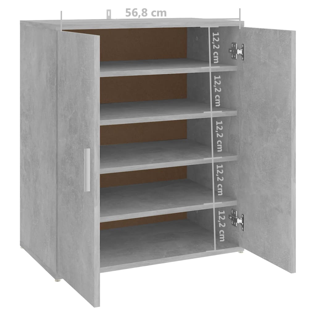 vidaXL Armoire à chaussures Gris béton 60x35x70 cm Aggloméré