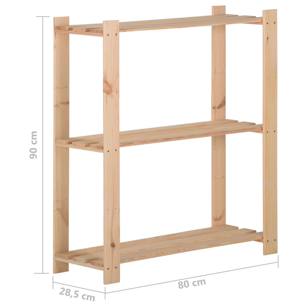 vidaXL Étagère de stockage 3 niveaux 80x28,5x90 cm Bois de pin massif