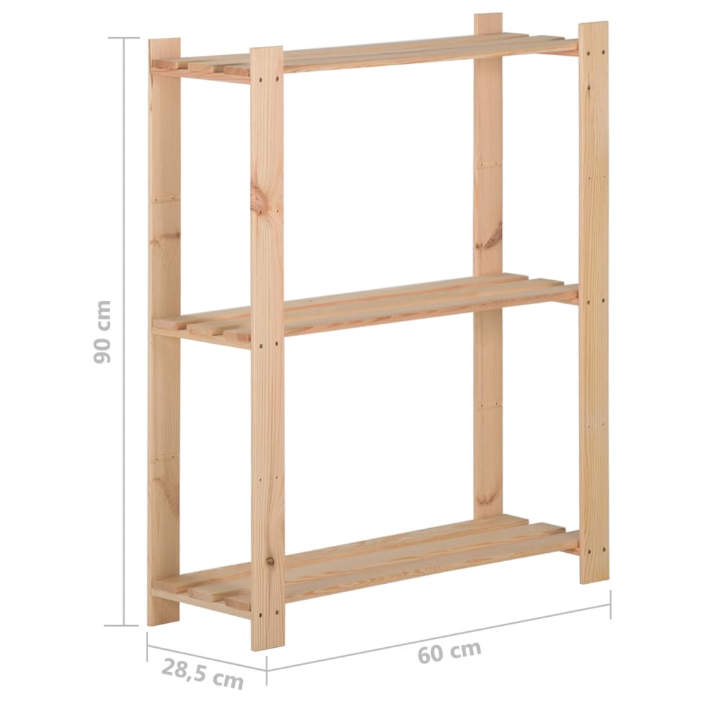 vidaXL Étagère de stockage 3 niveaux 60x28,5x90 cm Bois de pin massif