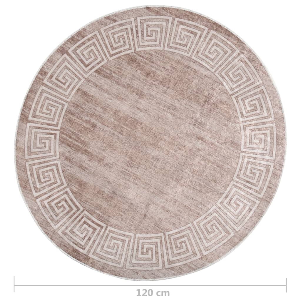 vidaXL Tapis lavable antidérapant φ120 cm Beige