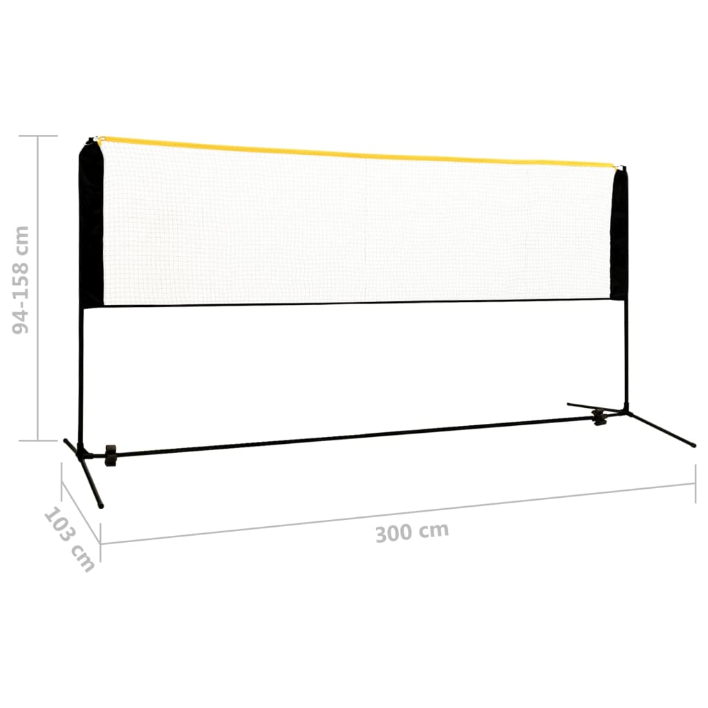 vidaXL Filet de badminton réglable 300x103x94-158 cm Métal