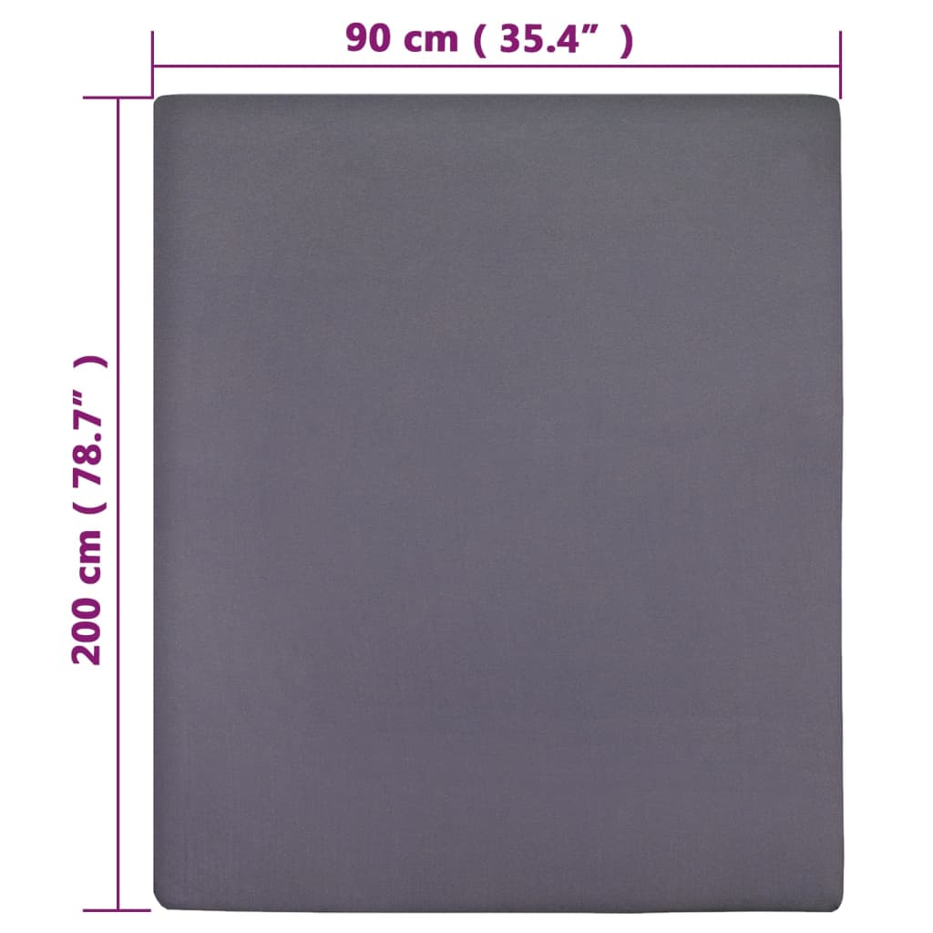 vidaXL Drap-housse Jersey Anthracite 90x200 cm Coton