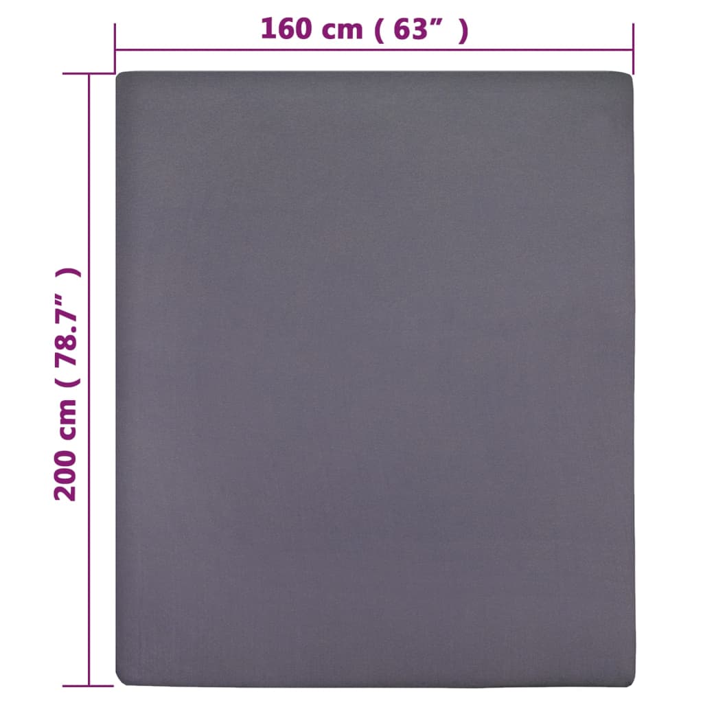 vidaXL Draps-housses Jersey 2 pcs Anthracite 160x200 cm Coton