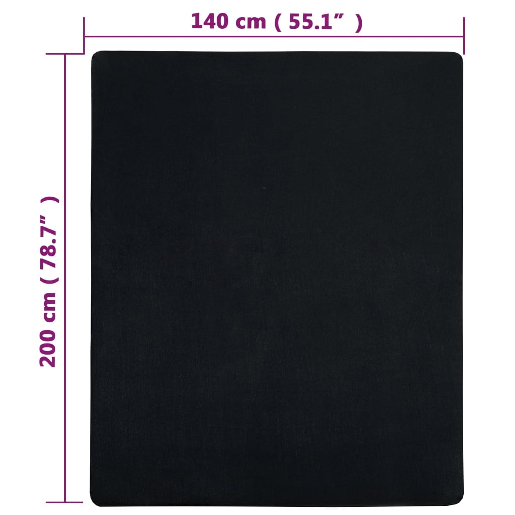 vidaXL Drap-housse Jersey Noir 140x200 cm Coton