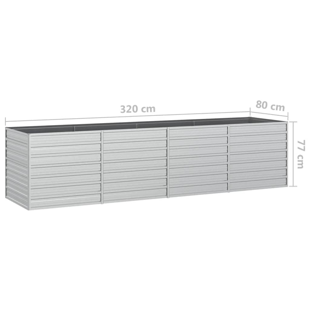 vidaXL Lit surélevé de jardin 320x80x77 cm Acier galvanisé Argenté