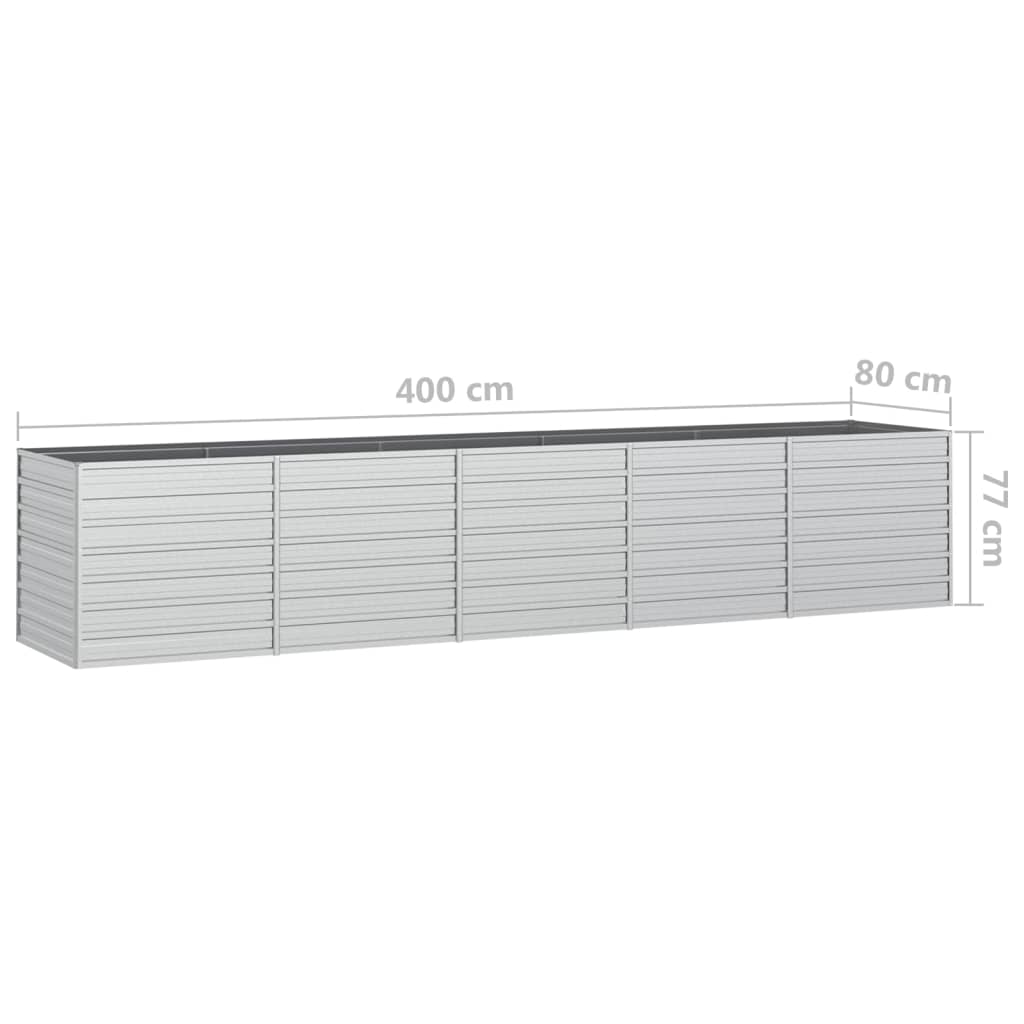 vidaXL Lit surélevé de jardin 400x80x77 cm Acier galvanisé Argenté