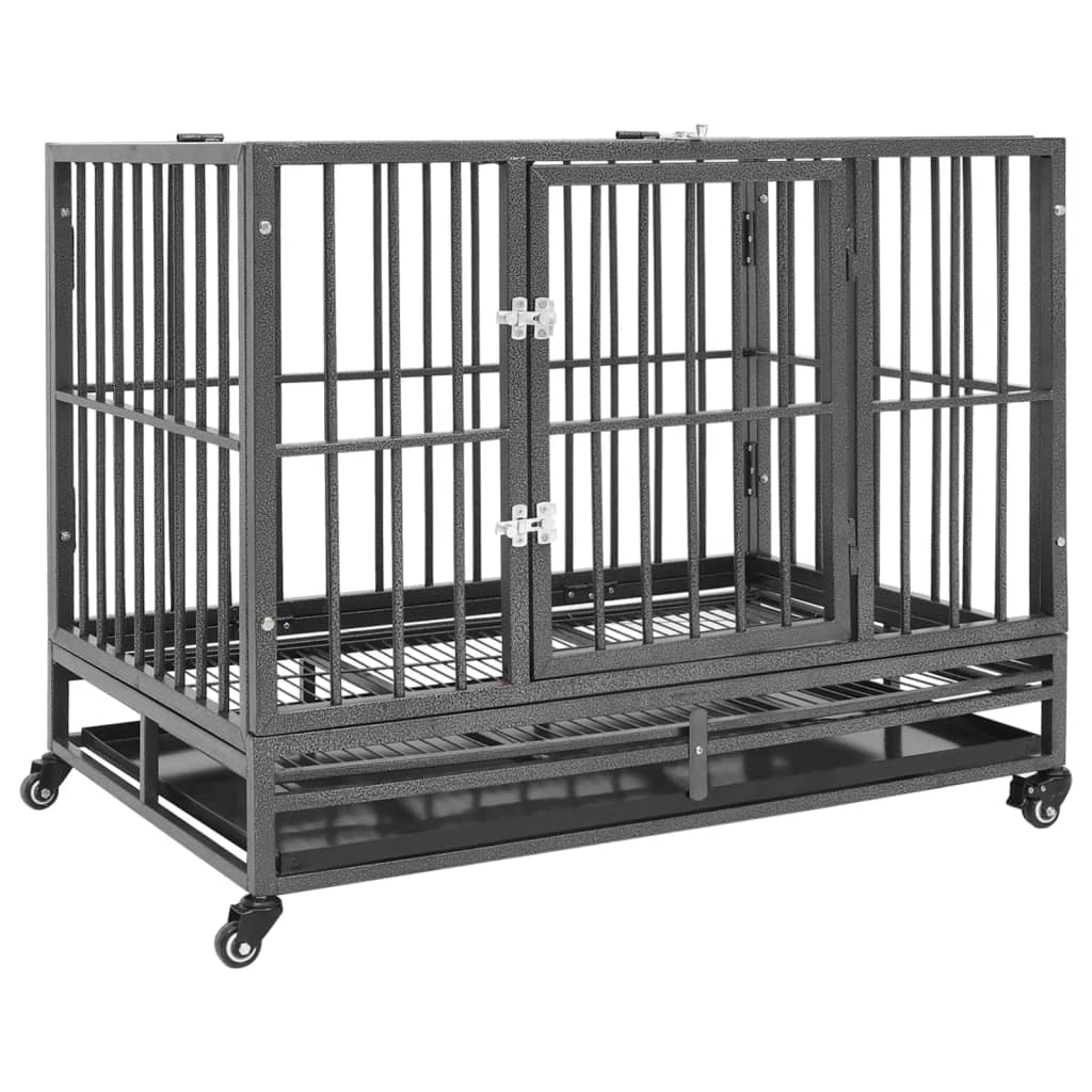 vidaXL Cage pour chiens avec roues Acier 92x62x76 cm