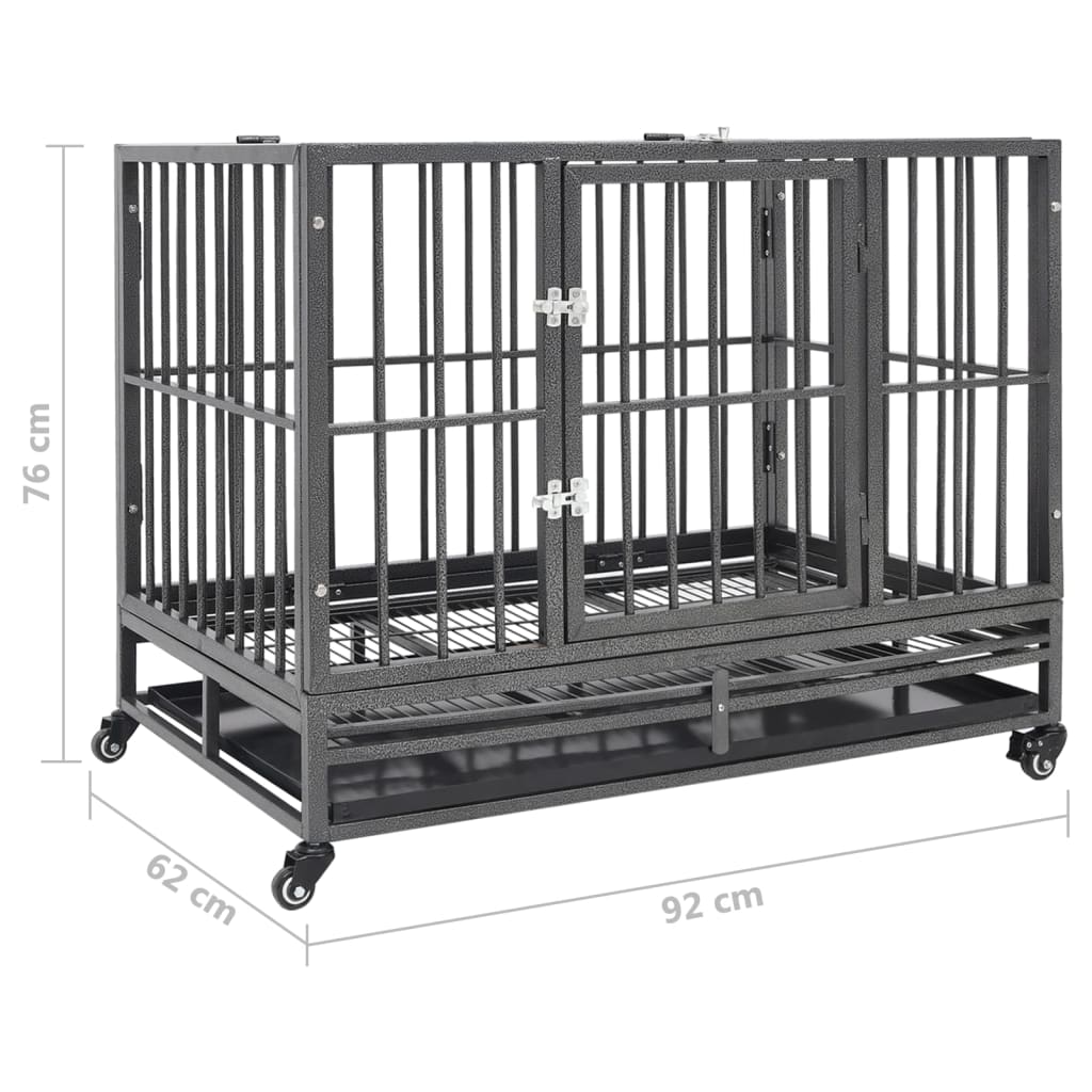 vidaXL Cage pour chiens avec roues Acier 92x62x76 cm