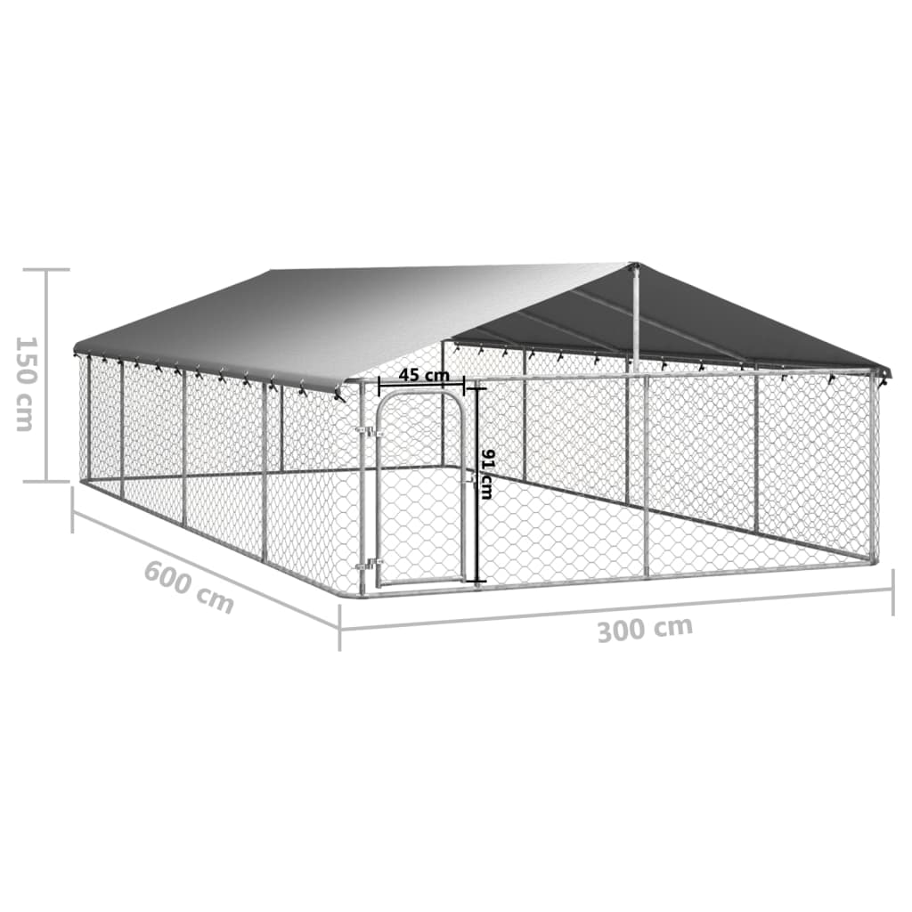 vidaXL Chenil extérieur avec toit 600x300x150 cm