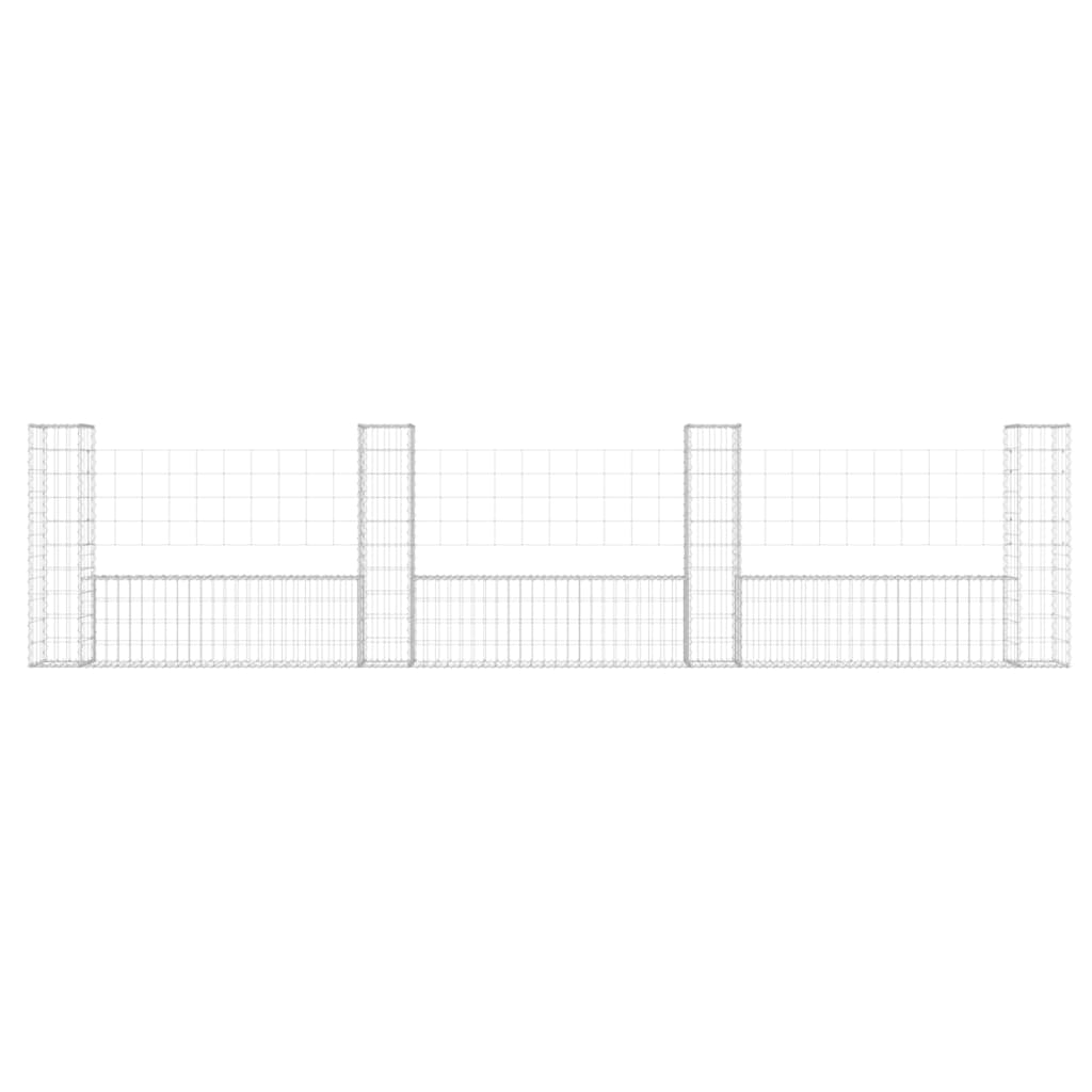 vidaXL Panier de gabion en forme de U avec 4 poteaux Fer 380x20x100 cm