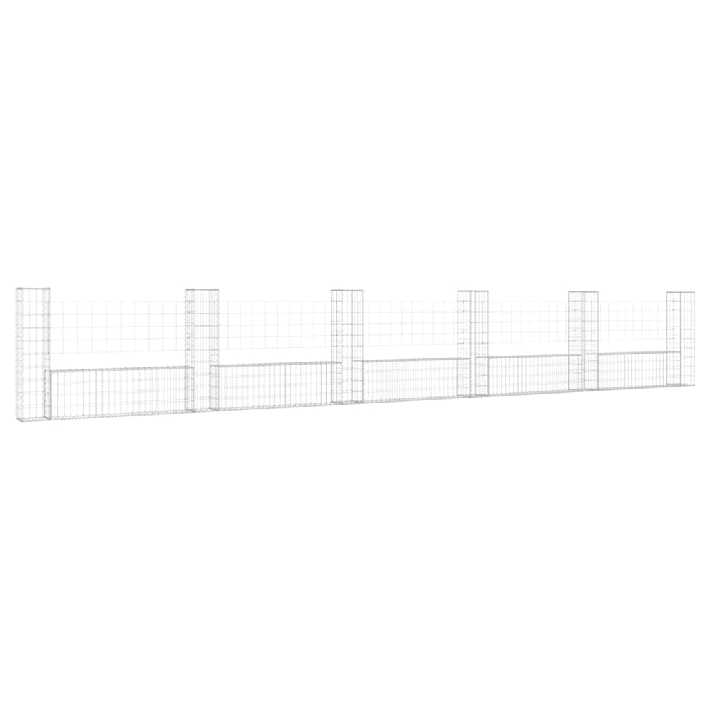 vidaXL Panier de gabion en forme de U avec 6 poteaux Fer 620x20x100 cm
