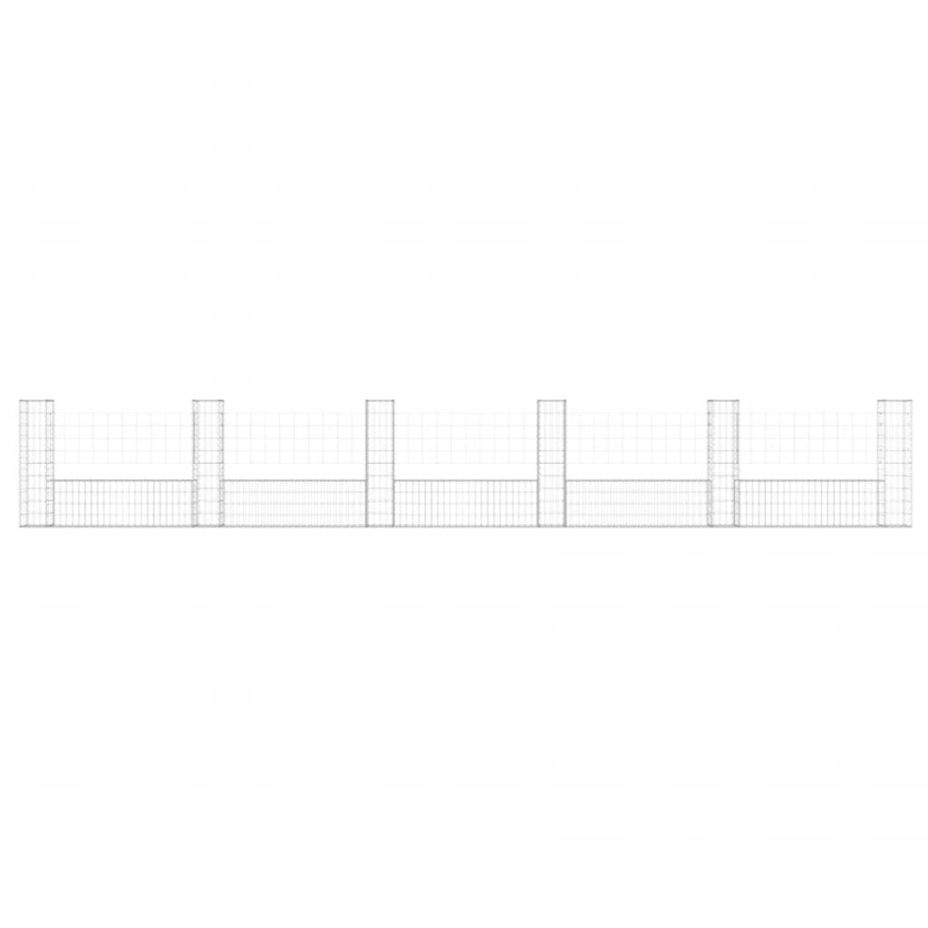 vidaXL Panier de gabion en forme de U avec 6 poteaux Fer 620x20x100 cm
