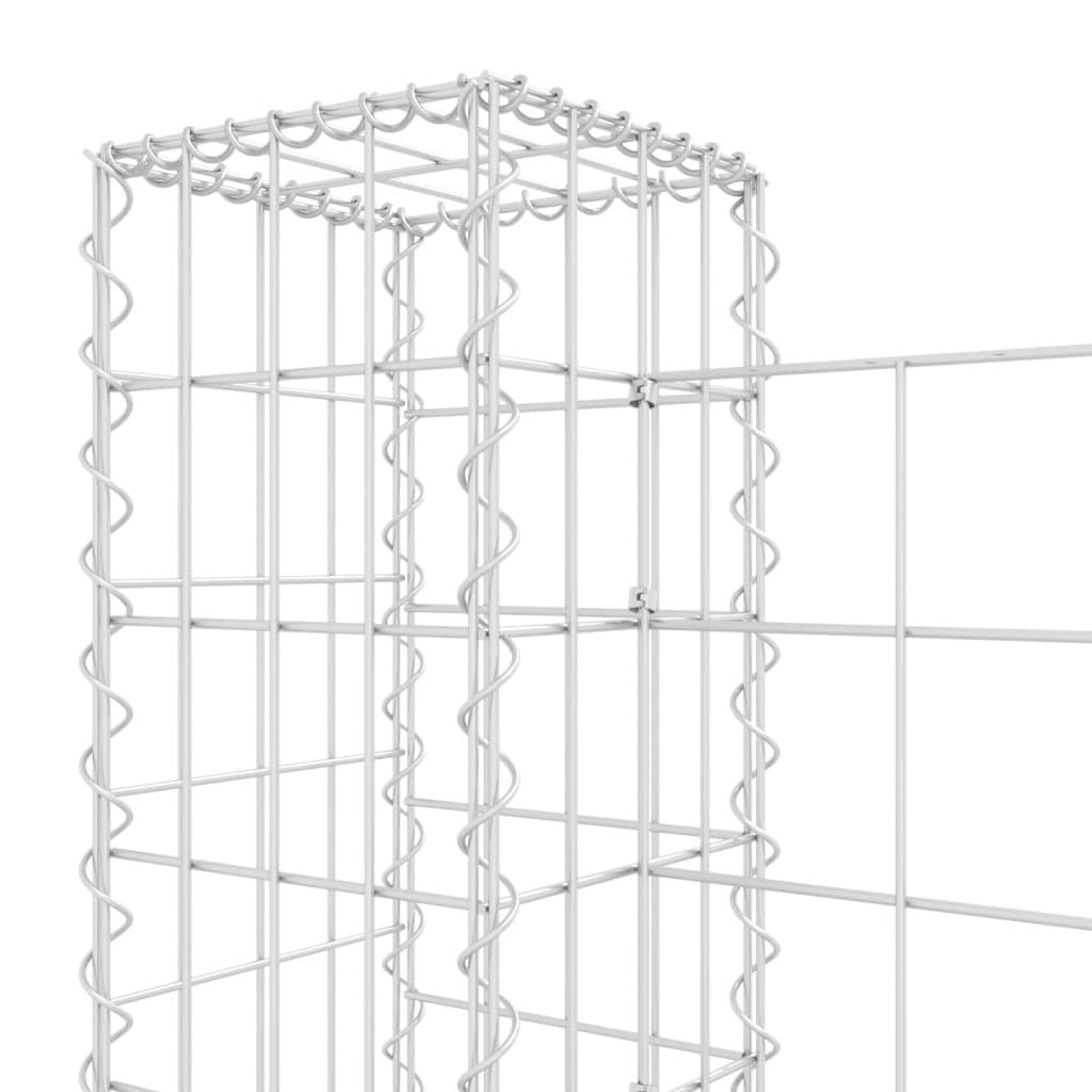 vidaXL Panier de gabion en forme de U avec 7 poteaux Fer 740x20x100 cm