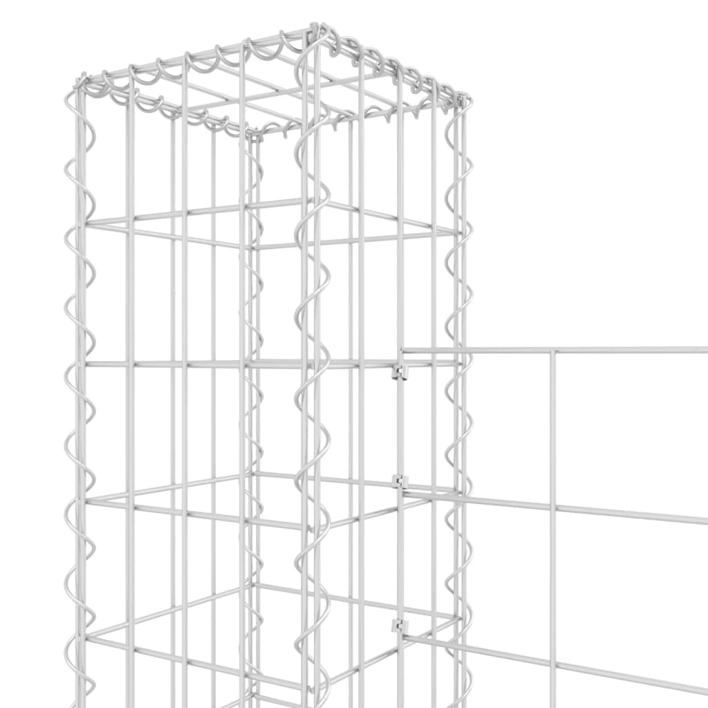 vidaXL Panier de gabion en forme de U avec 5 poteaux Fer 500x20x150 cm