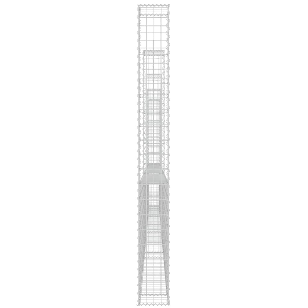 vidaXL Panier de gabion en forme de U avec 6 poteaux Fer 620x20x200 cm