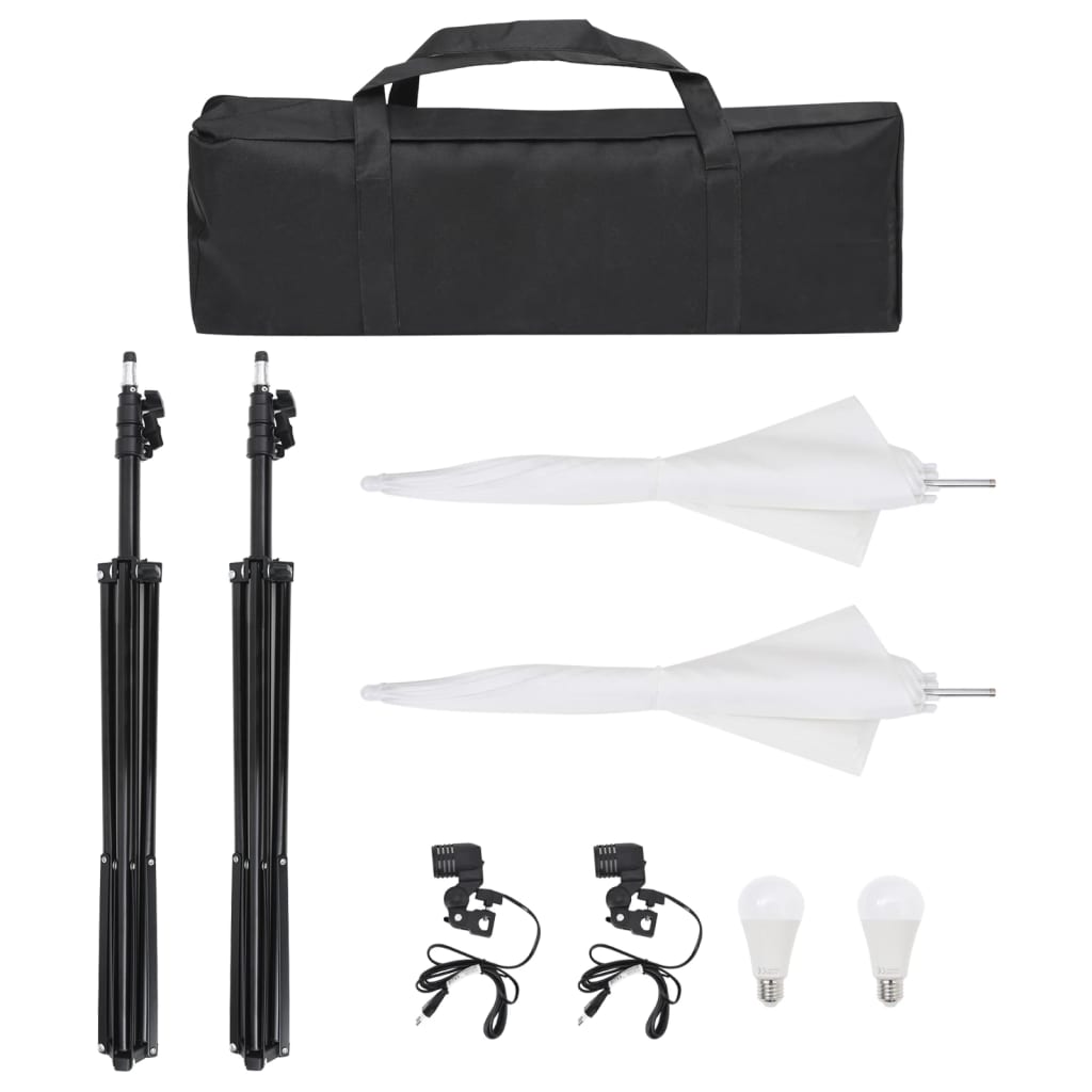 vidaXL Kit d'éclairage de studio avec trépieds et parapluies