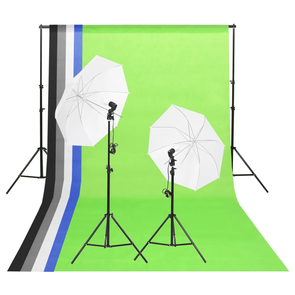 vidaXL Kit d'éclairage de studio avec toiles de fond et parapluies