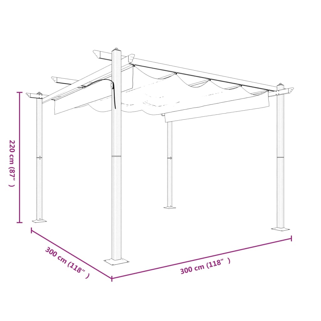 vidaXL Tonnelle de jardin avec toit rétractable 3x3 m Crème