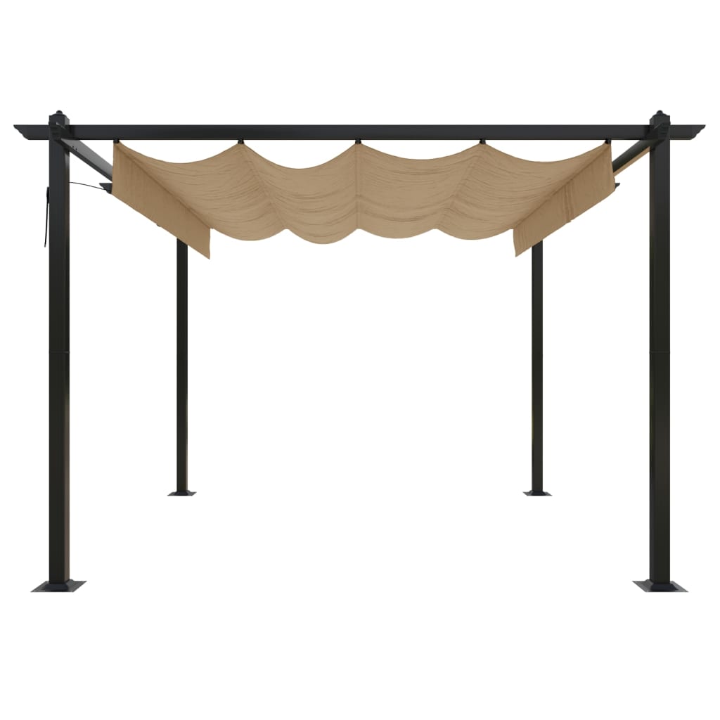 vidaXL Tonnelle de jardin avec toit rétractable 3x3 m Taupe