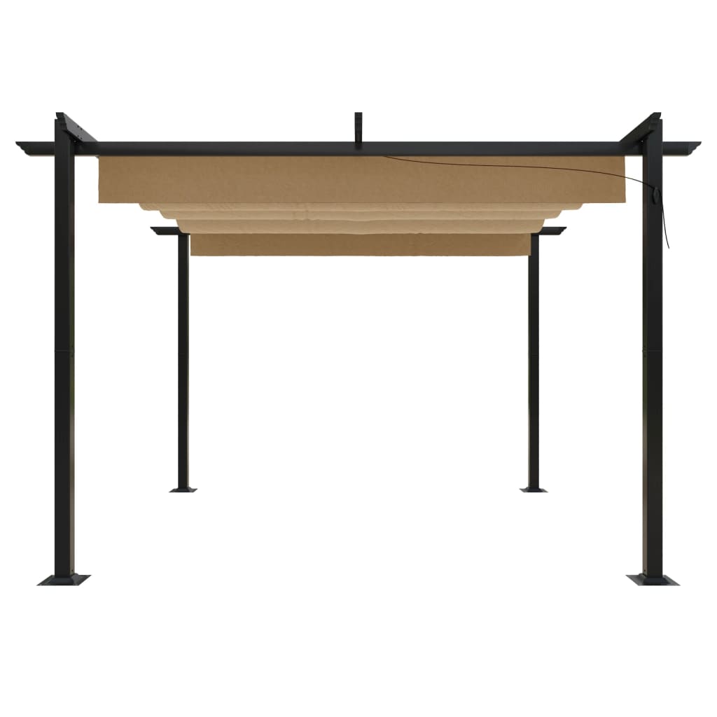 vidaXL Tonnelle de jardin avec toit rétractable 3x3 m Taupe