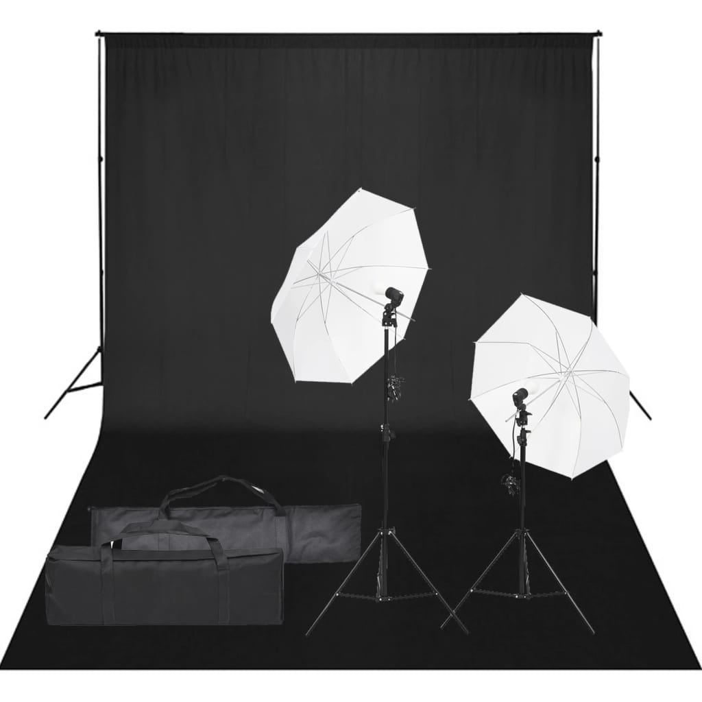 vidaXL Kit de studio photo avec éclairage et toile de fond