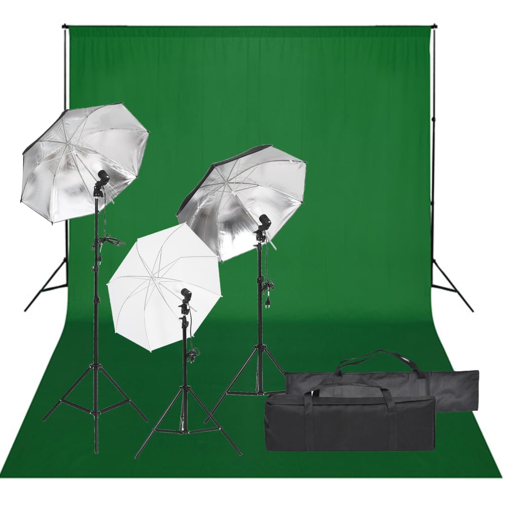 vidaXL Kit de studio photo avec éclairage et toile de fond