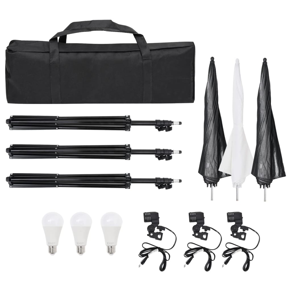 vidaXL Kit de studio photo avec éclairage et toile de fond