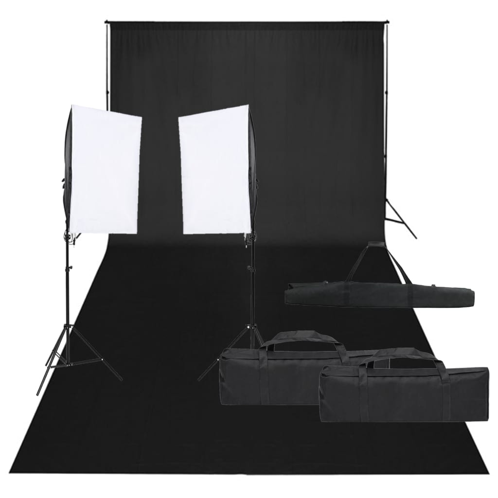 vidaXL Kit de studio photo avec éclairage et toile de fond