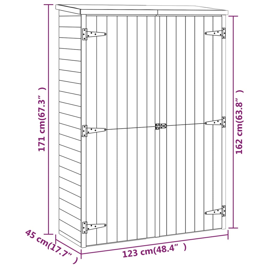 vidaXL Abri à outils de jardin 123x45x171 cm Bois de pin imprégné