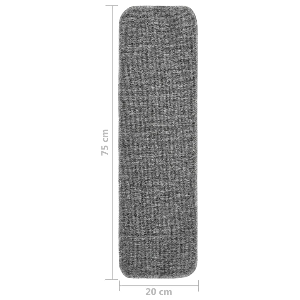vidaXL Tapis d'escalier antidérapants 15pcs 75x20cm Gris Rectangulaire