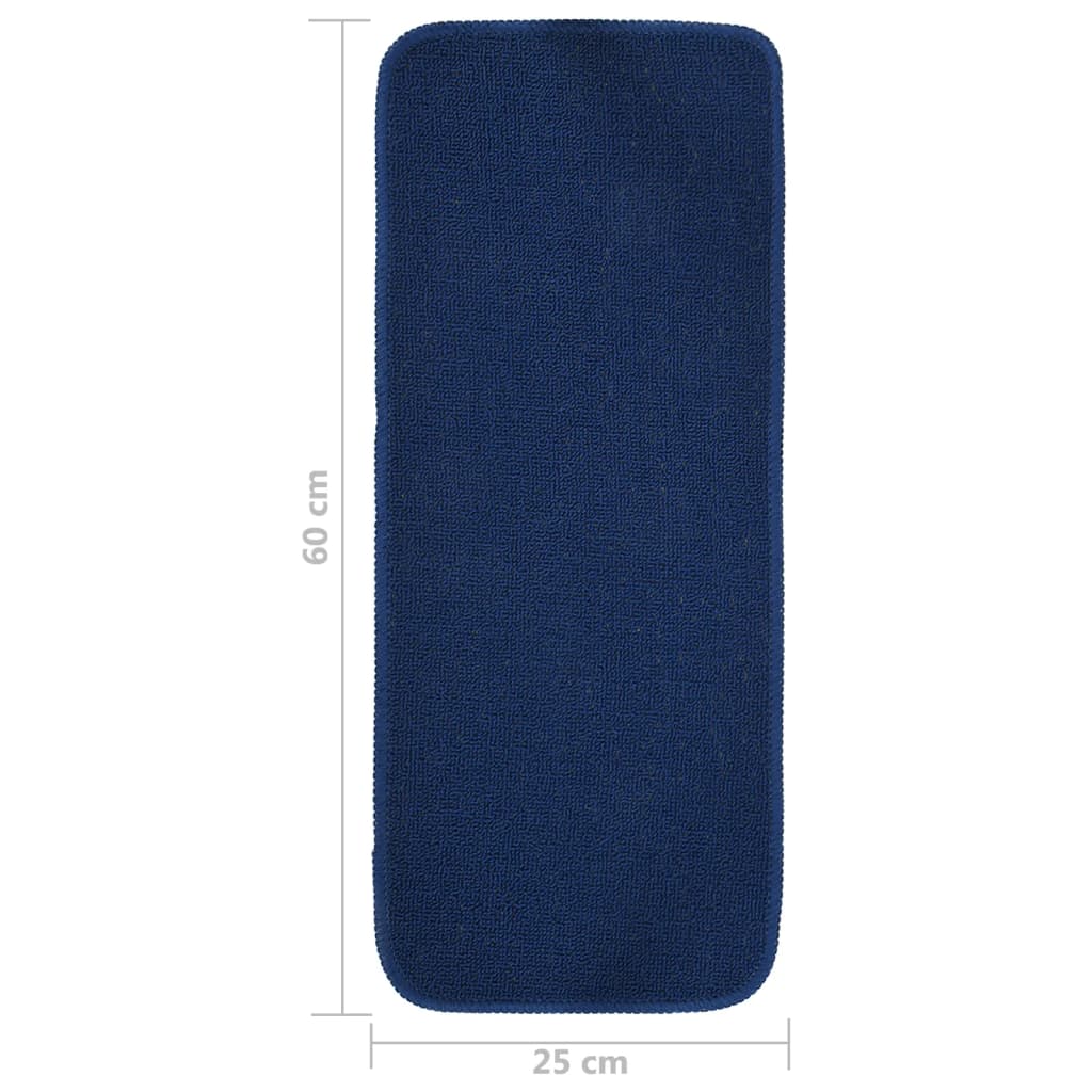 vidaXL Tapis d'escalier 15 pcs 60x25 cm Bleu marine Rectangulaire
