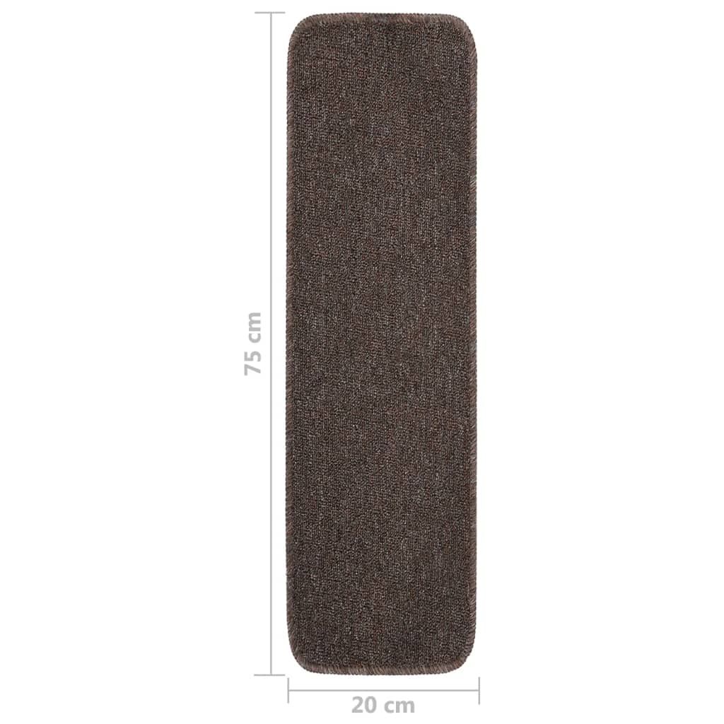 vidaXL Tapis escalier antidérapants 15pcs 75x20cm Marron Rectangulaire