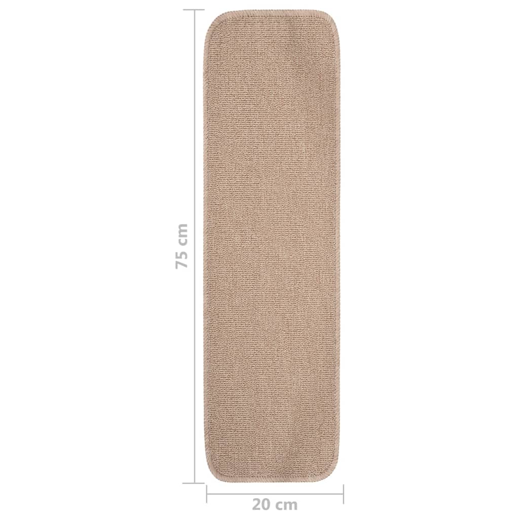 vidaXL Tapis escalier antidérapants 15 pcs 75x20cm Beige Rectangulaire