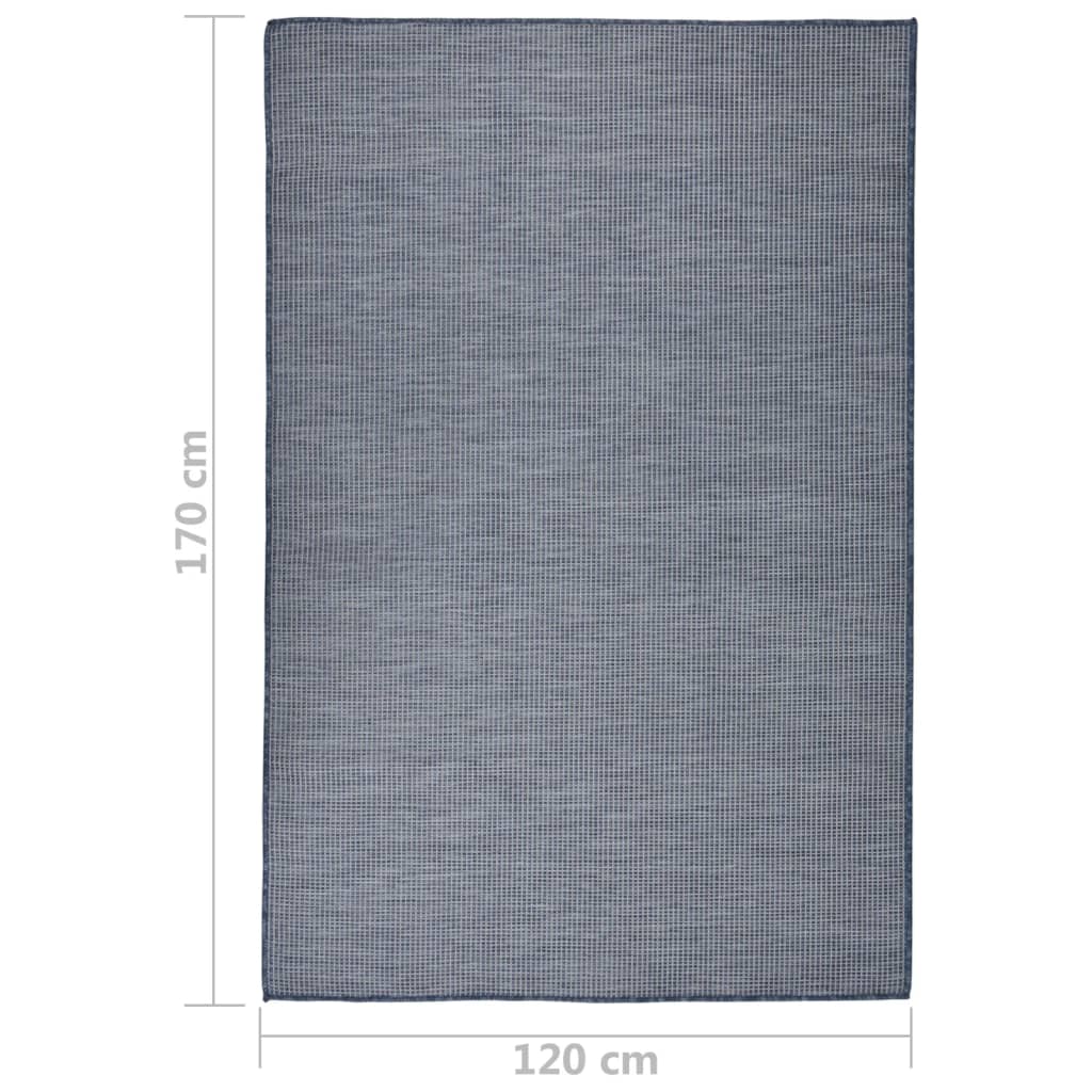 vidaXL Tapis à tissage plat d'extérieur 120x170 cm Bleu