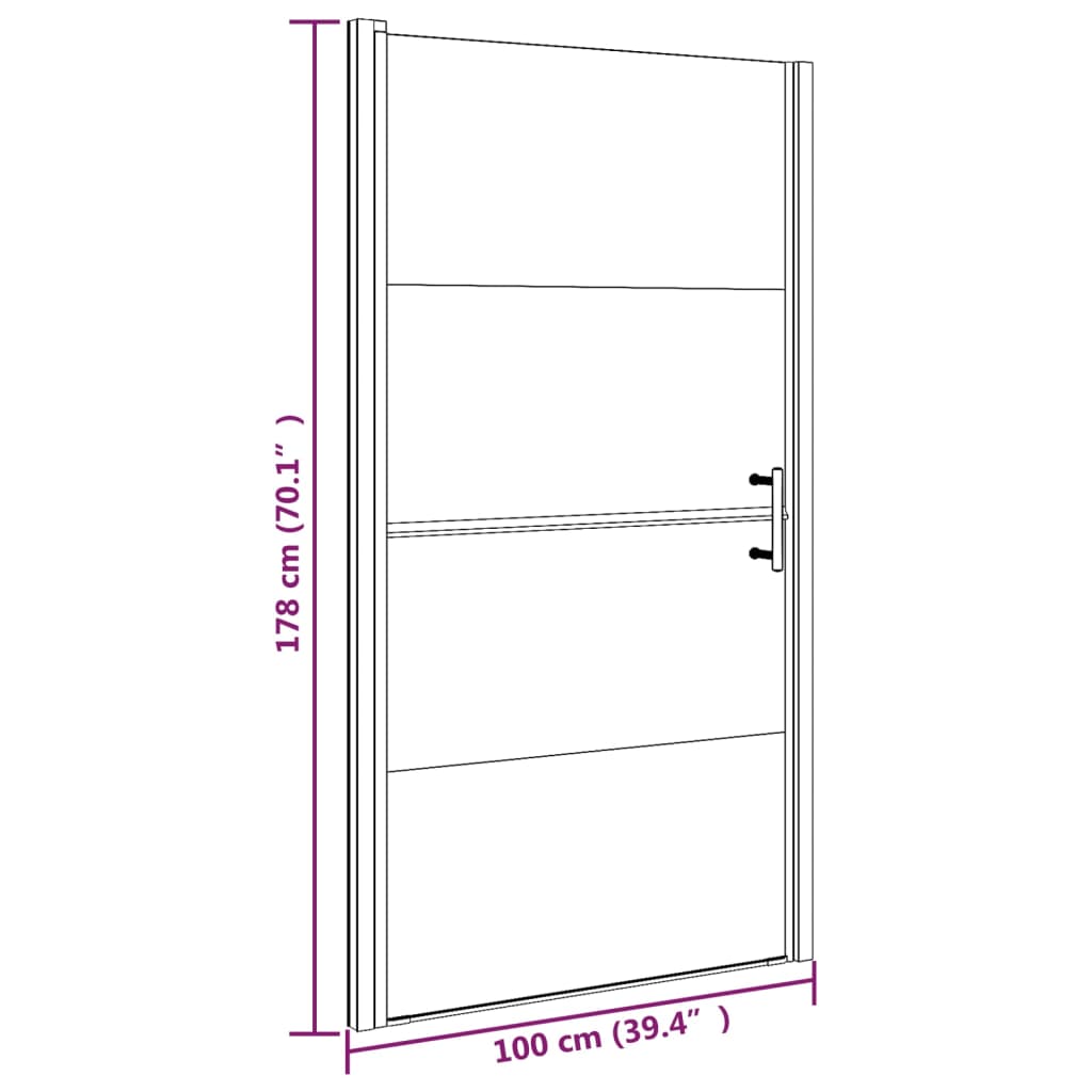 vidaXL Porte de douche 100x178 cm Verre trempé demi-dépoli Noir