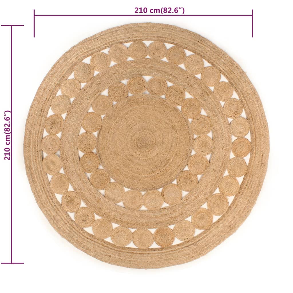 vidaXL Tapis Design tressé Jute 210 cm Rond