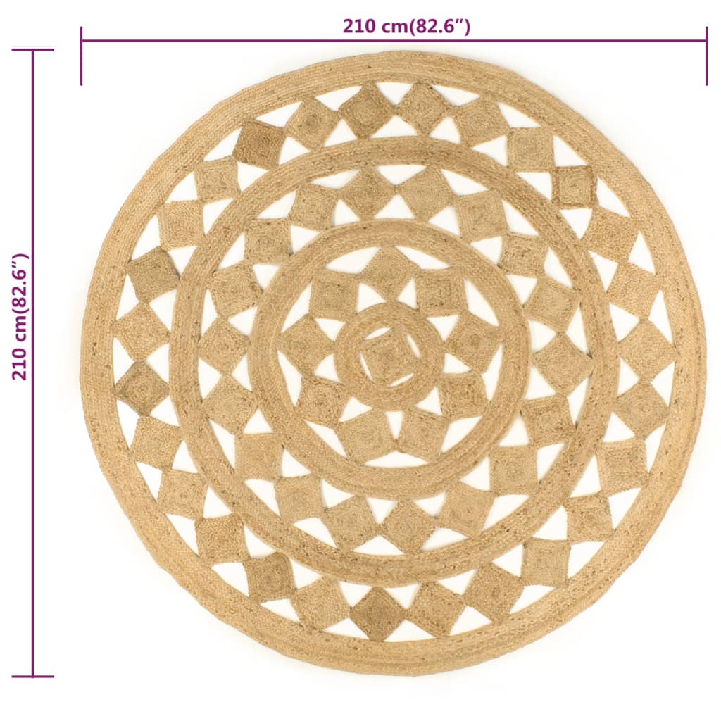 vidaXL Tapis fait à la main Jute tressée 210 cm