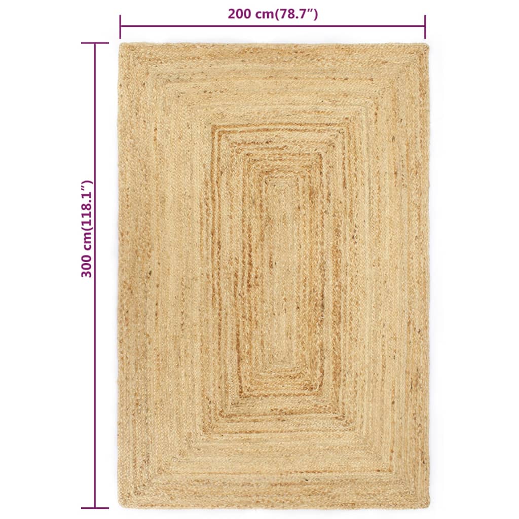 vidaXL Tapis fait à la main Jute 200x300 cm